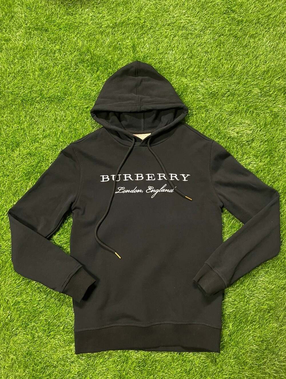Burberry London England Embroidered Black Hoodie Medium